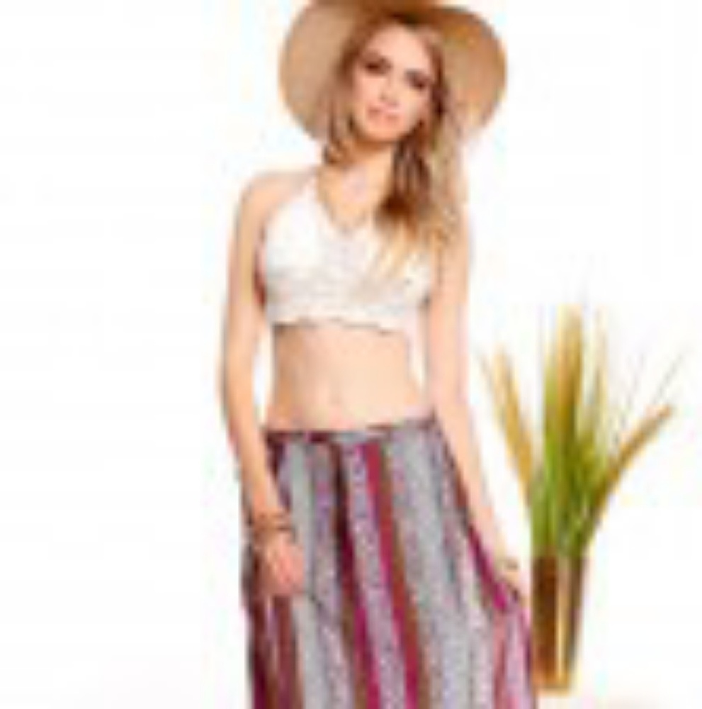 NWOT - Cute Wrap Maxi Skirt - Magenta & Blue